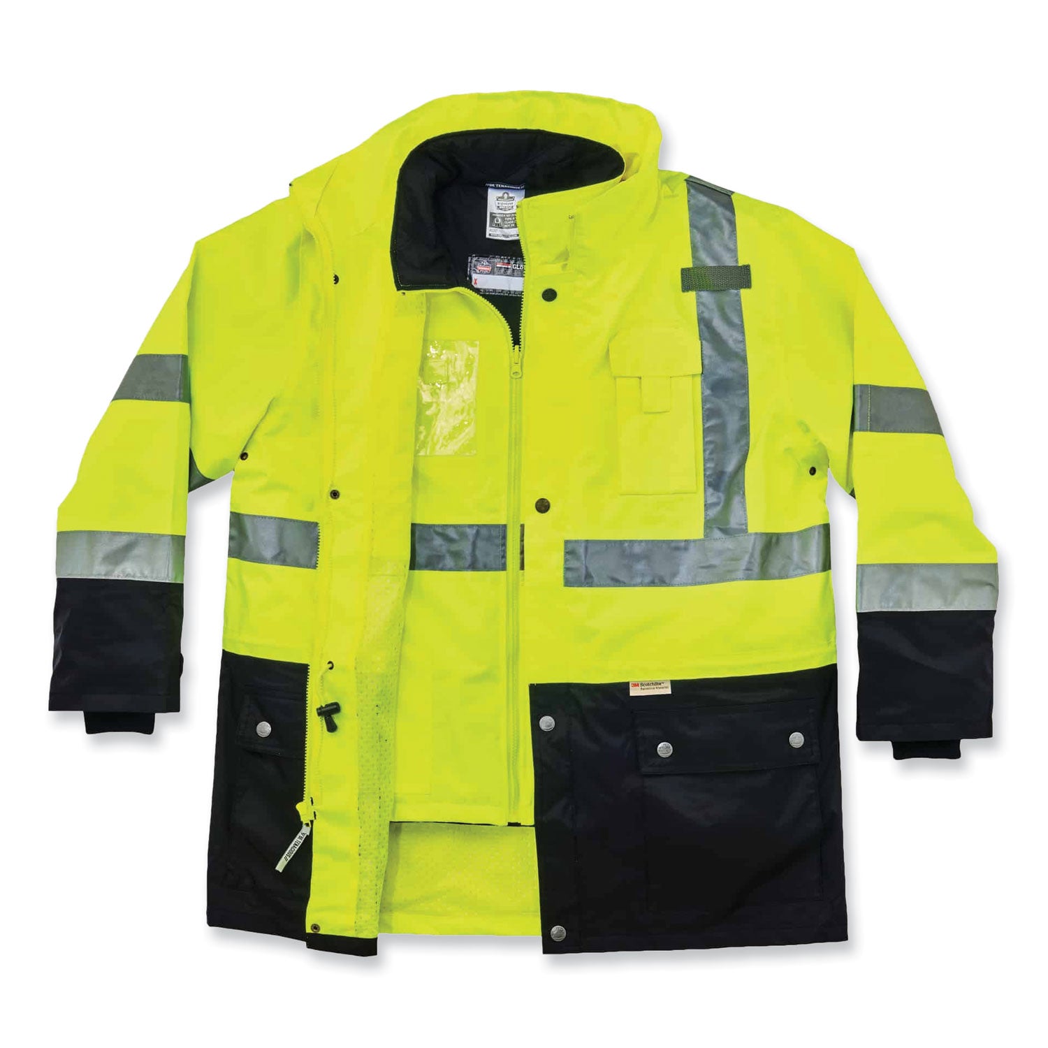 GloWear 8388 Class 3/2 Hi-Vis Thermal Jacket Kit, Small, Lime, Ships in 1-3 Business Days