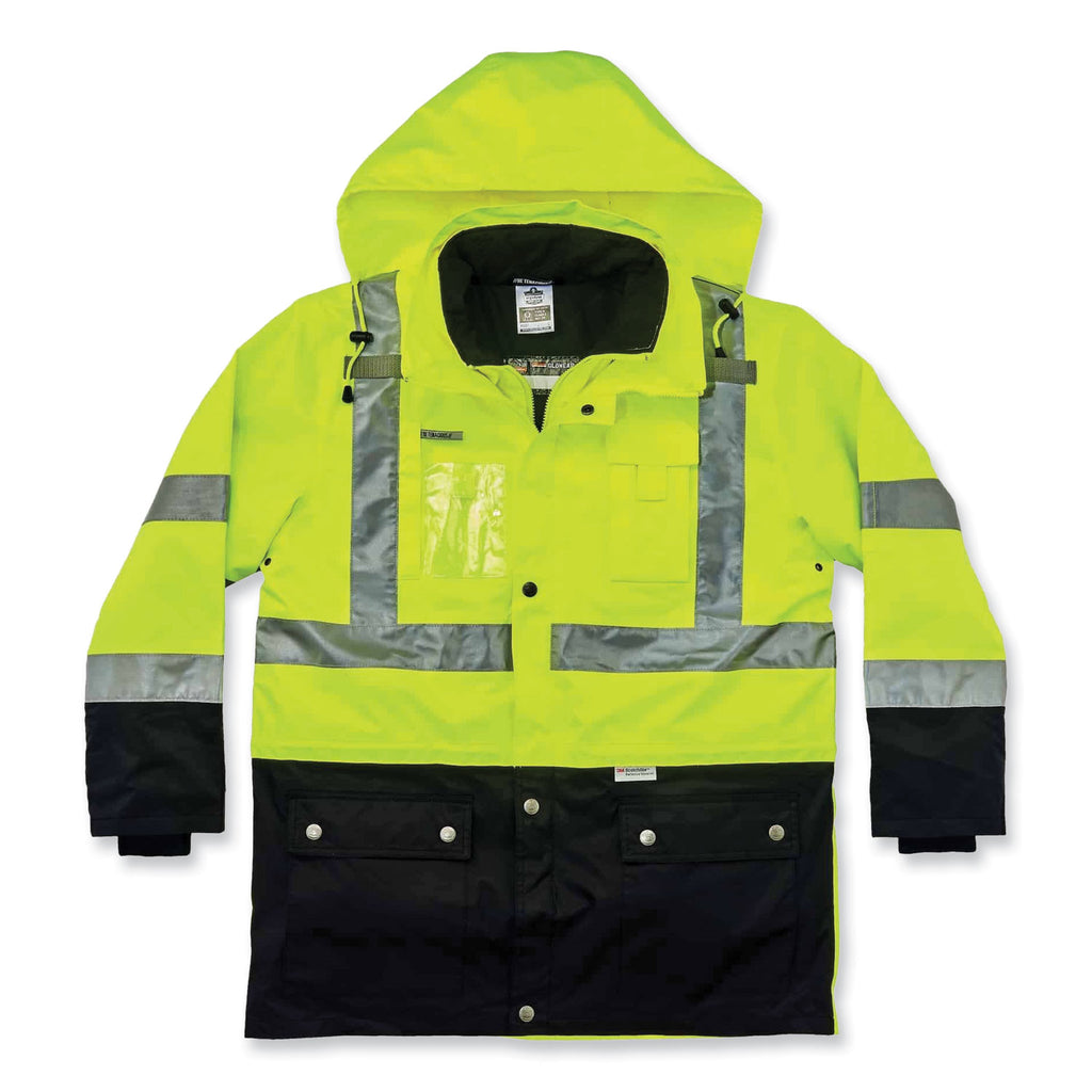 GloWear 8388 Class 3/2 Hi-Vis Thermal Jacket Kit, Small, Lime, Ships in 1-3 Business Days