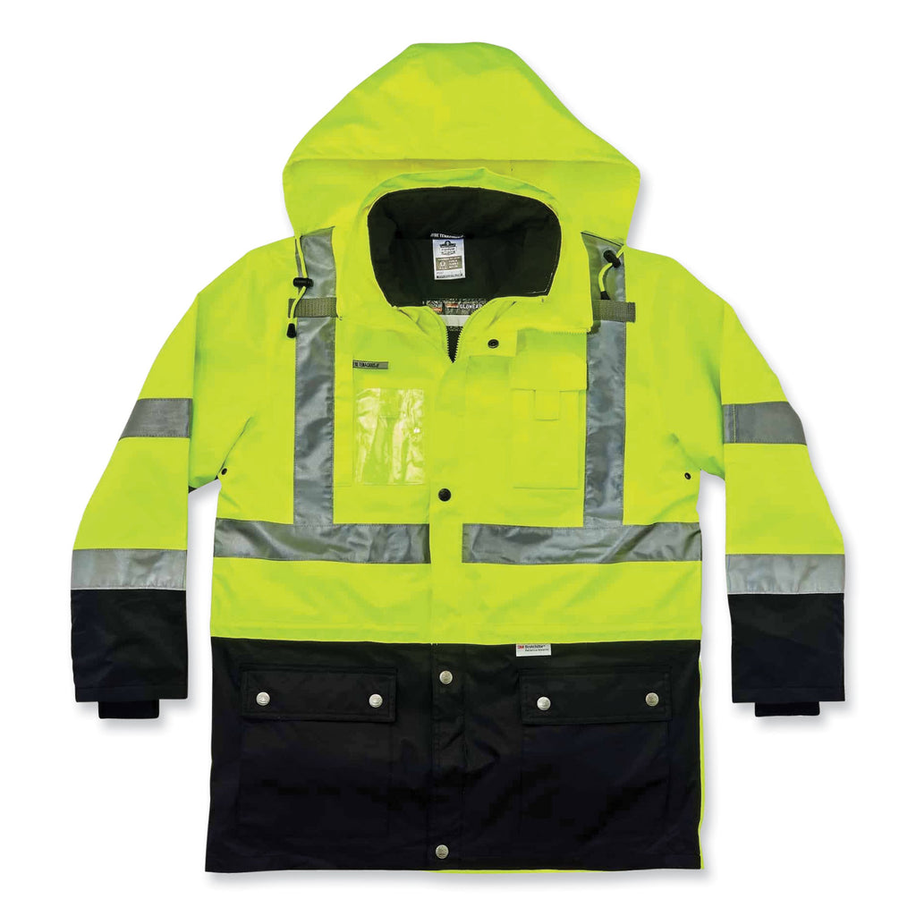 GloWear 8388 Class 3/2 Hi-Vis Thermal Jacket Kit, Medium, Lime, Ships in 1-3 Business Days