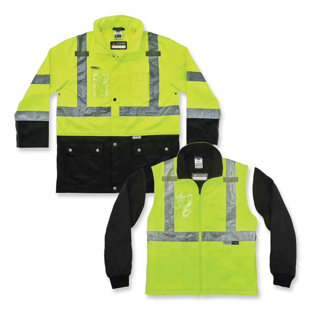 GloWear 8388 Class 3/2 Hi-Vis Thermal Jacket Kit, 5X-Large, Lime, Ships in 1-3 Business Days