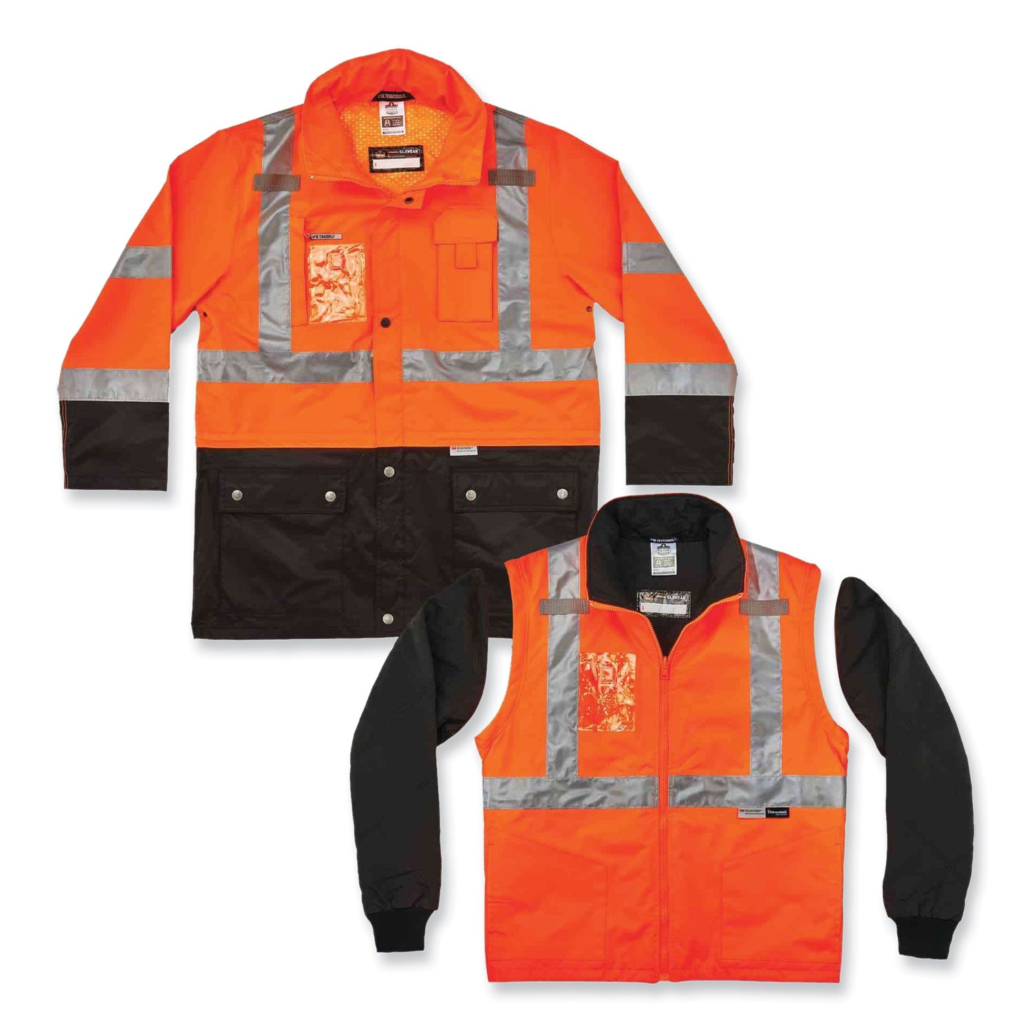 GloWear 8388 Class 3/2 Hi-Vis Thermal Jacket Kit, X-Large, Orange, Ships in 1-3 Business Days
