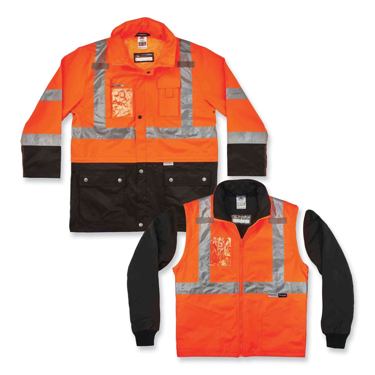 GloWear 8388 Class 3/2 Hi-Vis Thermal Jacket Kit, 4X-Large, Orange, Ships in 1-3 Business Days