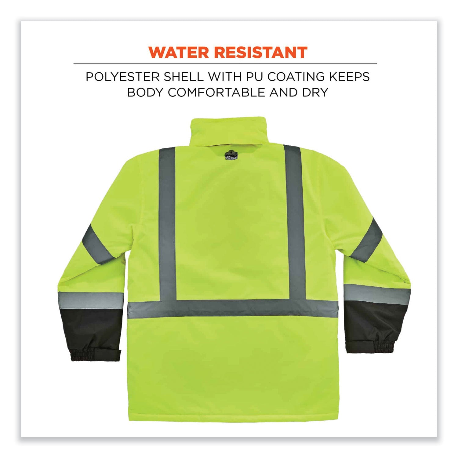 GloWear 8384 Class 3 Hi-Vis Quilted Thermal Parka, Large, Lime, Ships in 1-3 Business Days