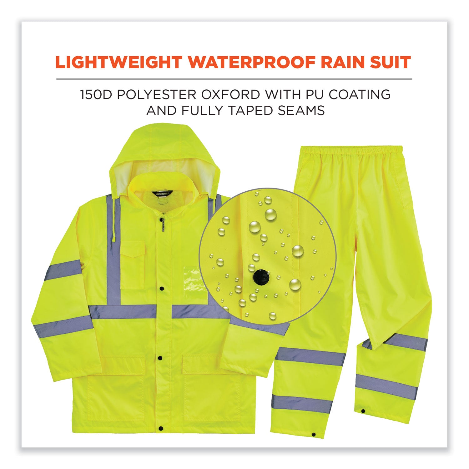 GloWear 8376K Lightweight HV Rain Suit, 2X-Large, Lime, Ships in 1-3 Business Days