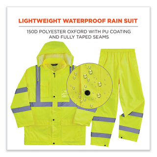 GloWear 8376K Lightweight HV Rain Suit, 2X-Large, Lime, Ships in 1-3 Business Days