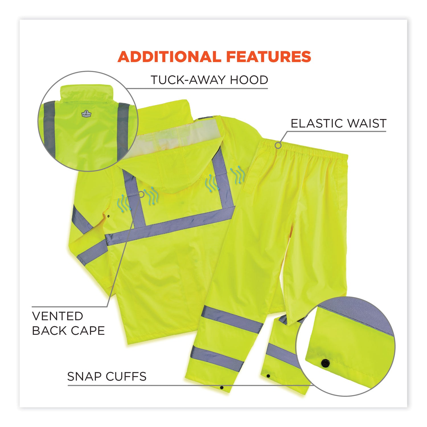 GloWear 8376K Lightweight HV Rain Suit, 2X-Large, Lime, Ships in 1-3 Business Days