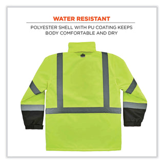 GloWear 8384 Class 3 Hi-Vis Quilted Thermal Parka, 4X-Large, Lime, Ships in 1-3 Business Days