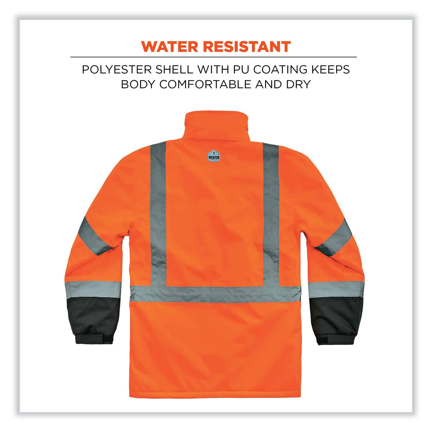 GloWear 8384 Class 3 Hi-Vis Quilted Thermal Parka, Small, Orange, Ships in 1-3 Business Days