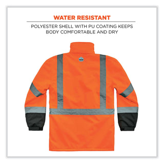 GloWear 8384 Class 3 Hi-Vis Quilted Thermal Parka, Medium, Orange, Ships in 1-3 Business Days