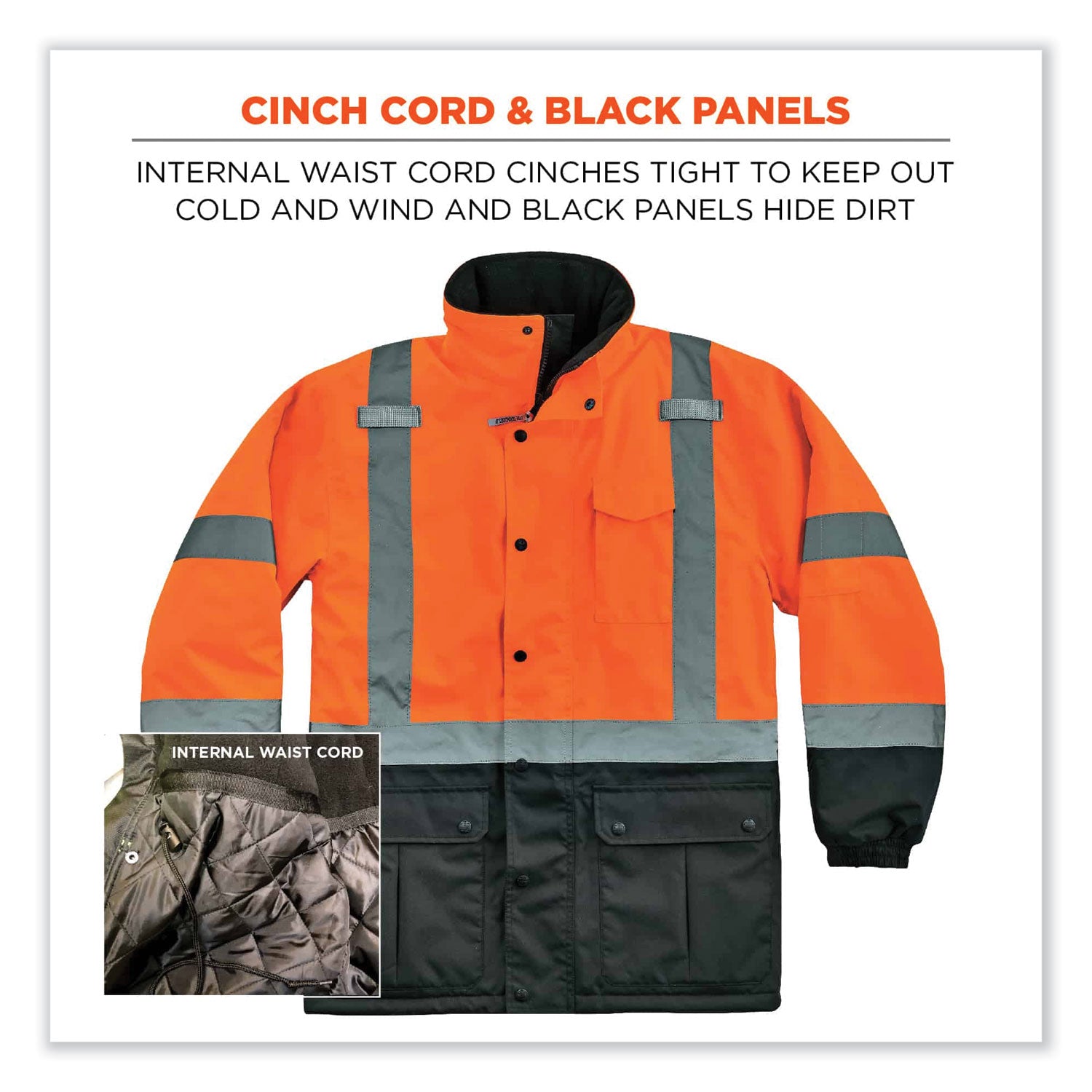 GloWear 8384 Class 3 Hi-Vis Quilted Thermal Parka, 3X-Large, Orange, Ships in 1-3 Business Days