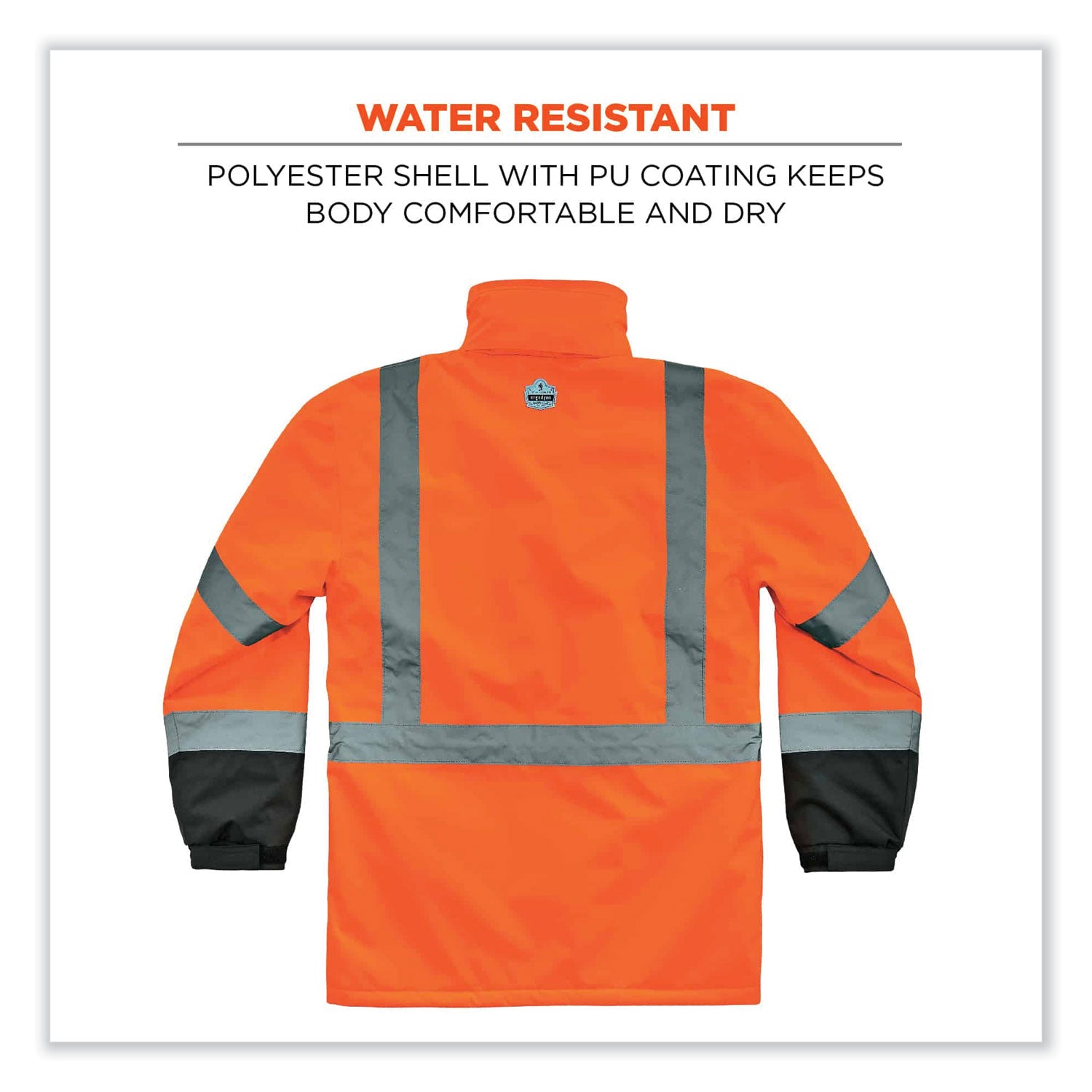 GloWear 8384 Class 3 Hi-Vis Quilted Thermal Parka, 4X-Large, Orange, Ships in 1-3 Business Days