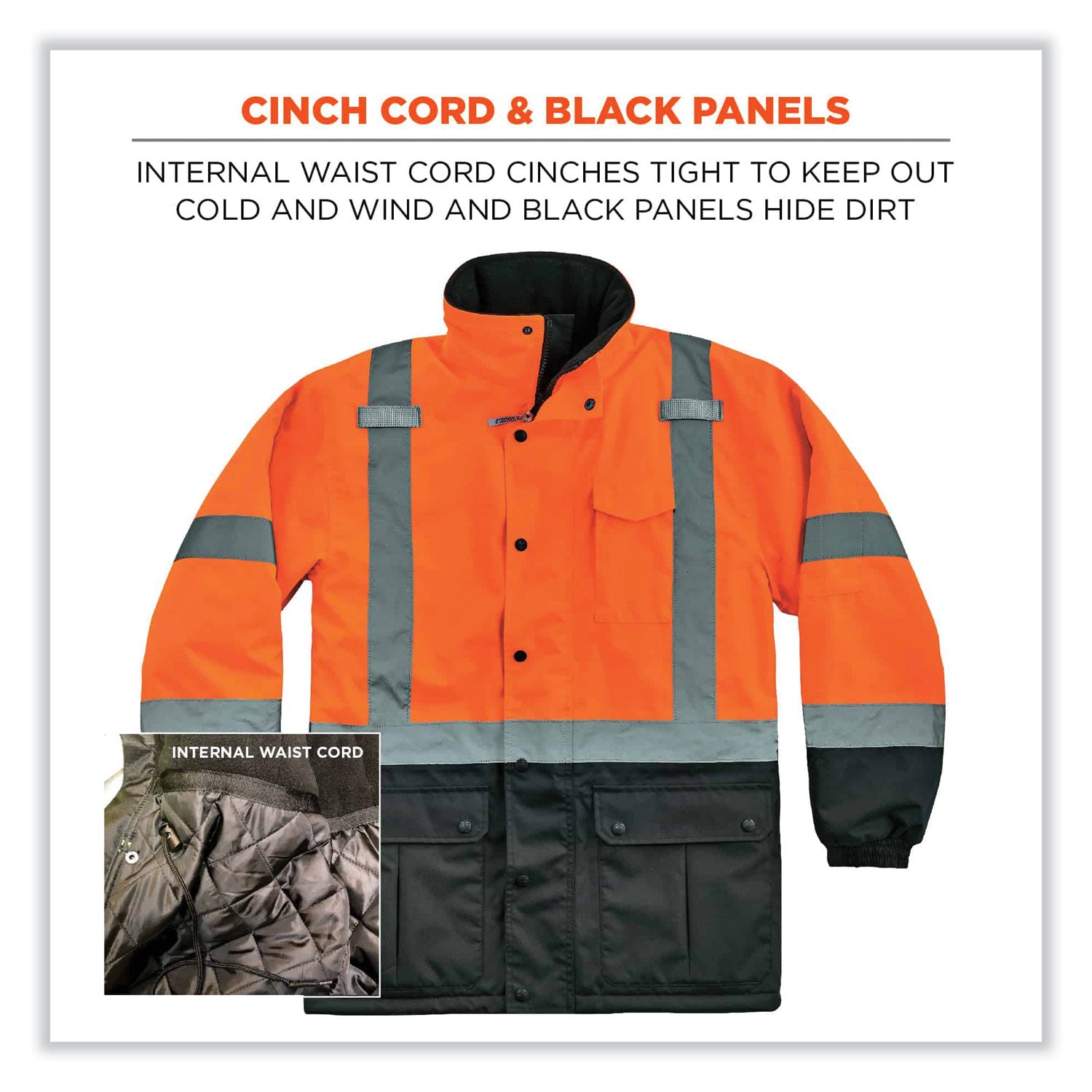 GloWear 8384 Class 3 Hi-Vis Quilted Thermal Parka, 5X-Large, Orange, Ships in 1-3 Business Days