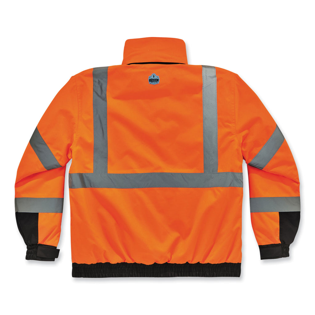 GloWear 8381 Class 3 Hi-Vis 4-in-1 Quilted Bomber Jacket, Orange, Small, Ships in 1-3 Business Days