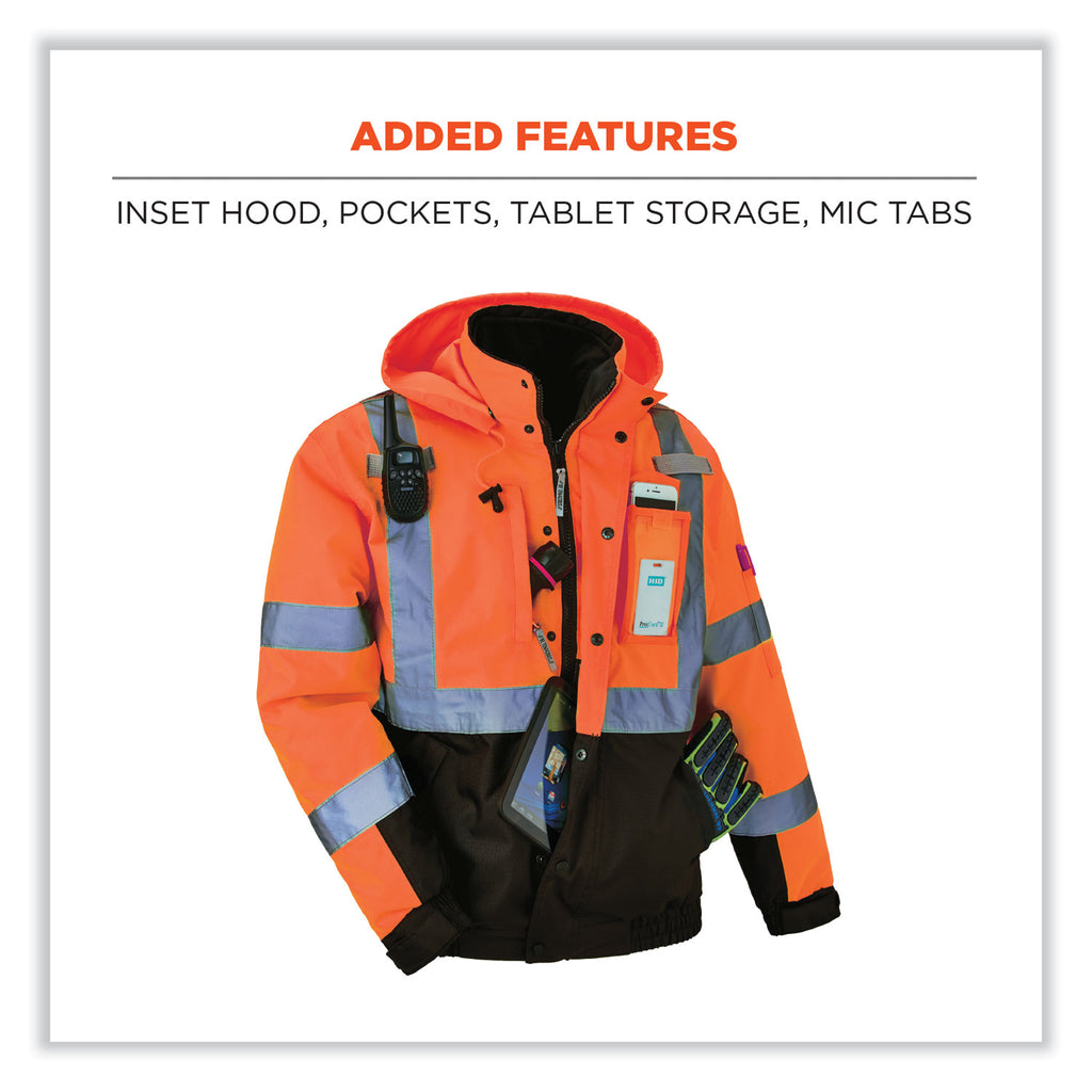 GloWear 8381 Class 3 Hi-Vis 4-in-1 Quilted Bomber Jacket, Orange, 3X-Large, Ships in 1-3 Business Days