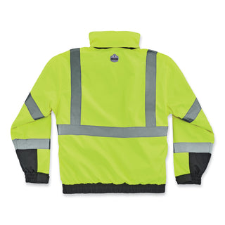GloWear 8381 Class 3 Hi-Vis 4-in-1 Quilted Bomber Jacket, Lime, Small, Ships in 1-3 Business Days