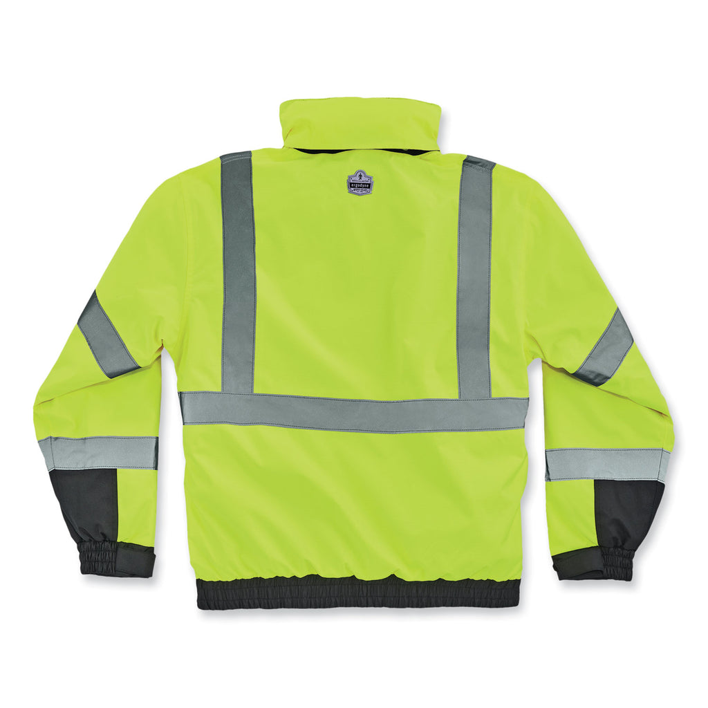 GloWear 8381 Class 3 Hi-Vis 4-in-1 Quilted Bomber Jacket, Lime, Medium, Ships in 1-3 Business Days