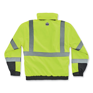GloWear 8381 Class 3 Hi-Vis 4-in-1 Quilted Bomber Jacket, Lime, Medium, Ships in 1-3 Business Days