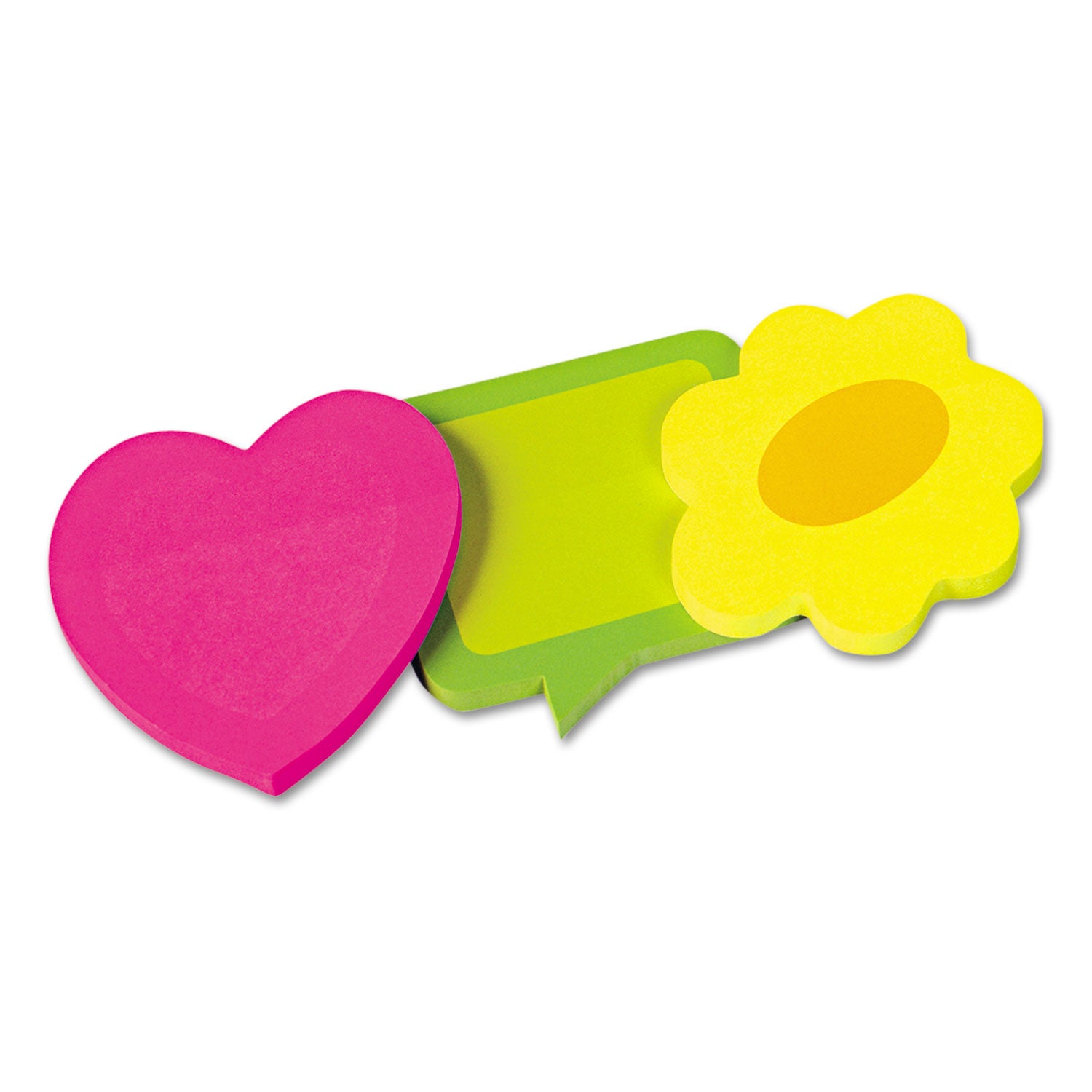 Two-Tone Sticky Note Combo, Thought Bubbles-Flowers-Hearts, Approx. 2.63 sq in, Assorted Colors, 50 Sheets/Pad, 3 Pads/Pack - 