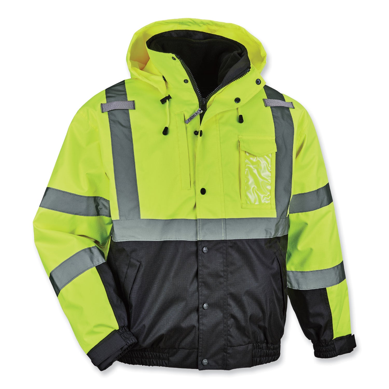 glowear-8381-class-3-hi-vis-4-in-1-quilted-bomber-jacket-lime-medium-ships-in-1-3-business-days_ego25593 - 1