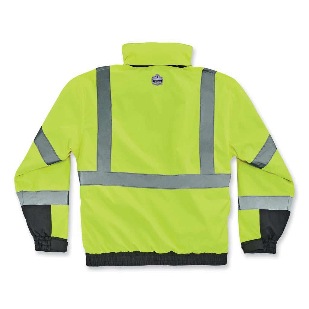 GloWear 8381 Class 3 Hi-Vis 4-in-1 Quilted Bomber Jacket, Lime, Large, Ships in 1-3 Business Days