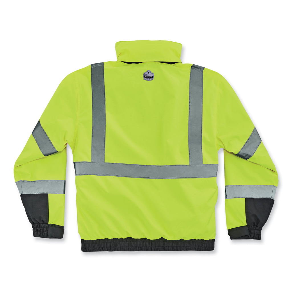 GloWear 8381 Class 3 Hi-Vis 4-in-1 Quilted Bomber Jacket, Lime, 3X-Large, Ships in 1-3 Business Days