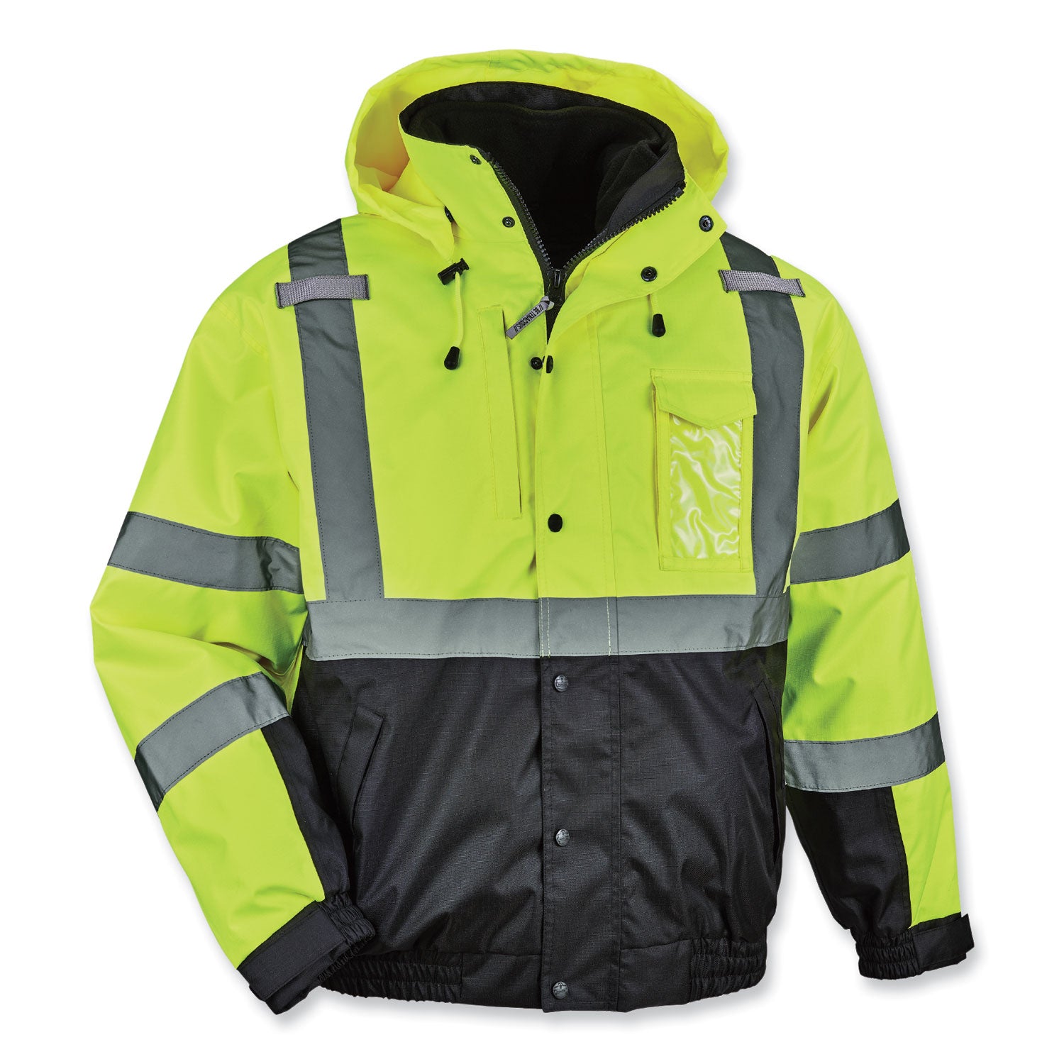 glowear-8381-class-3-hi-vis-4-in-1-quilted-bomber-jacket-lime-4x-large-ships-in-1-3-business-days_ego25598 - 1