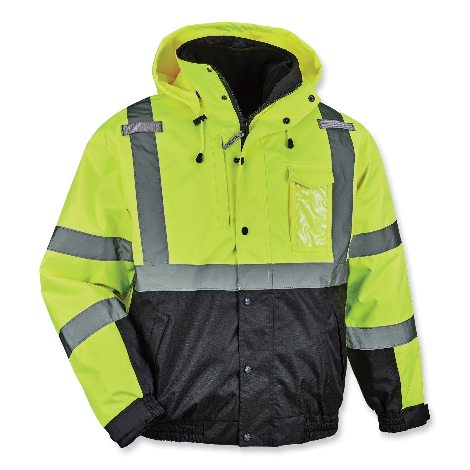 glowear-8381-class-3-hi-vis-4-in-1-quilted-bomber-jacket-lime-5x-large-ships-in-1-3-business-days_ego25599 - 1