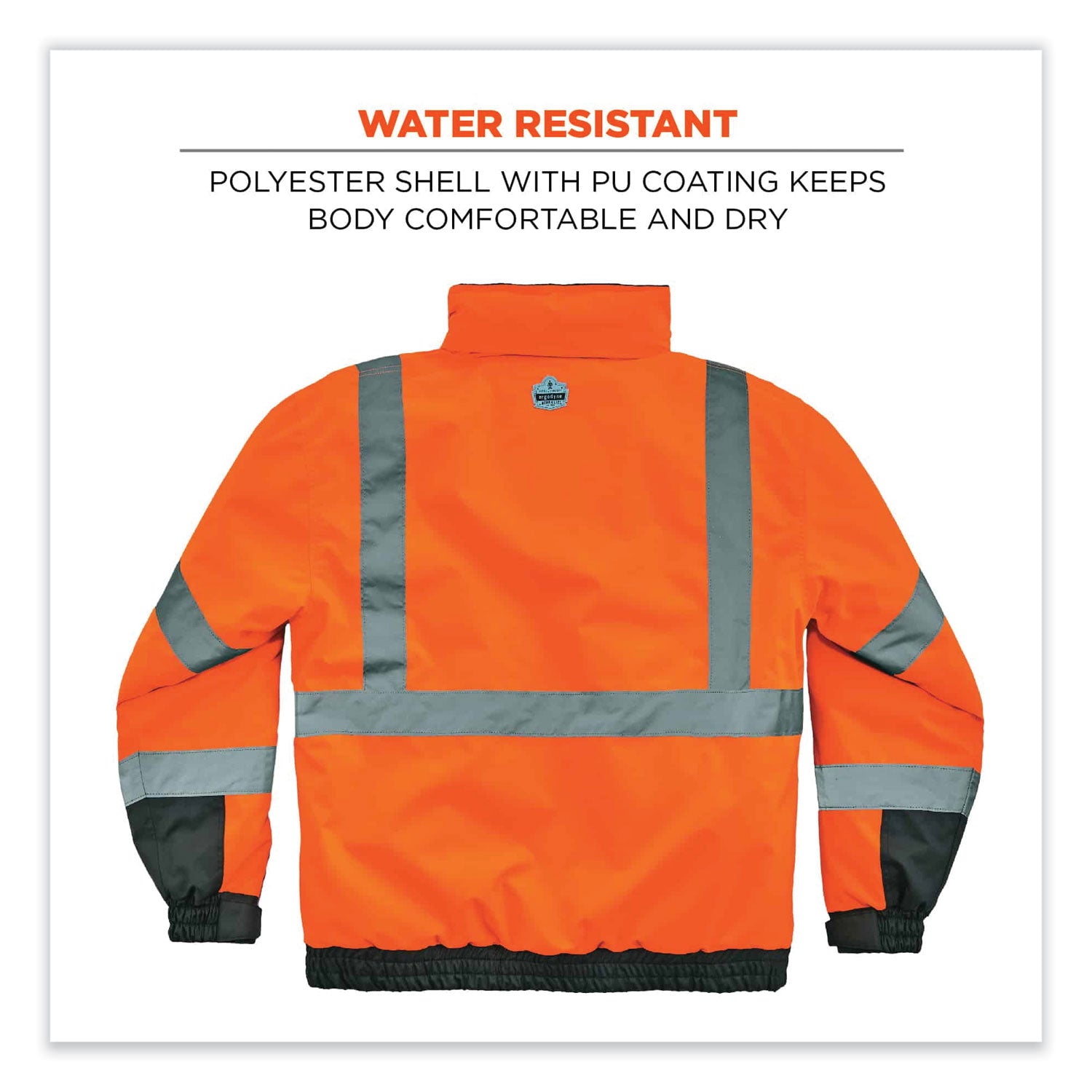 GloWear 8377 Class 3 Hi-Vis Quilted Bomber Jacket, Orange, Medium, Ships in 1-3 Business Days