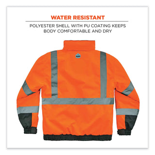 GloWear 8377 Class 3 Hi-Vis Quilted Bomber Jacket, Orange, Medium, Ships in 1-3 Business Days