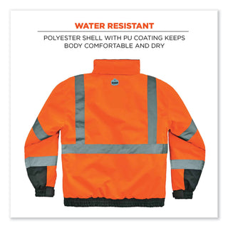 GloWear 8377 Class 3 Hi-Vis Quilted Bomber Jacket, Orange, Large, Ships in 1-3 Business Days