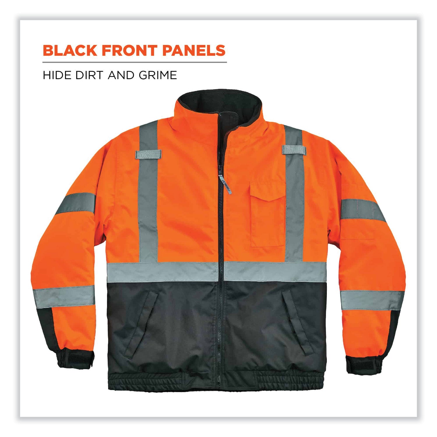 GloWear 8377 Class 3 Hi-Vis Quilted Bomber Jacket, Orange, Large, Ships in 1-3 Business Days