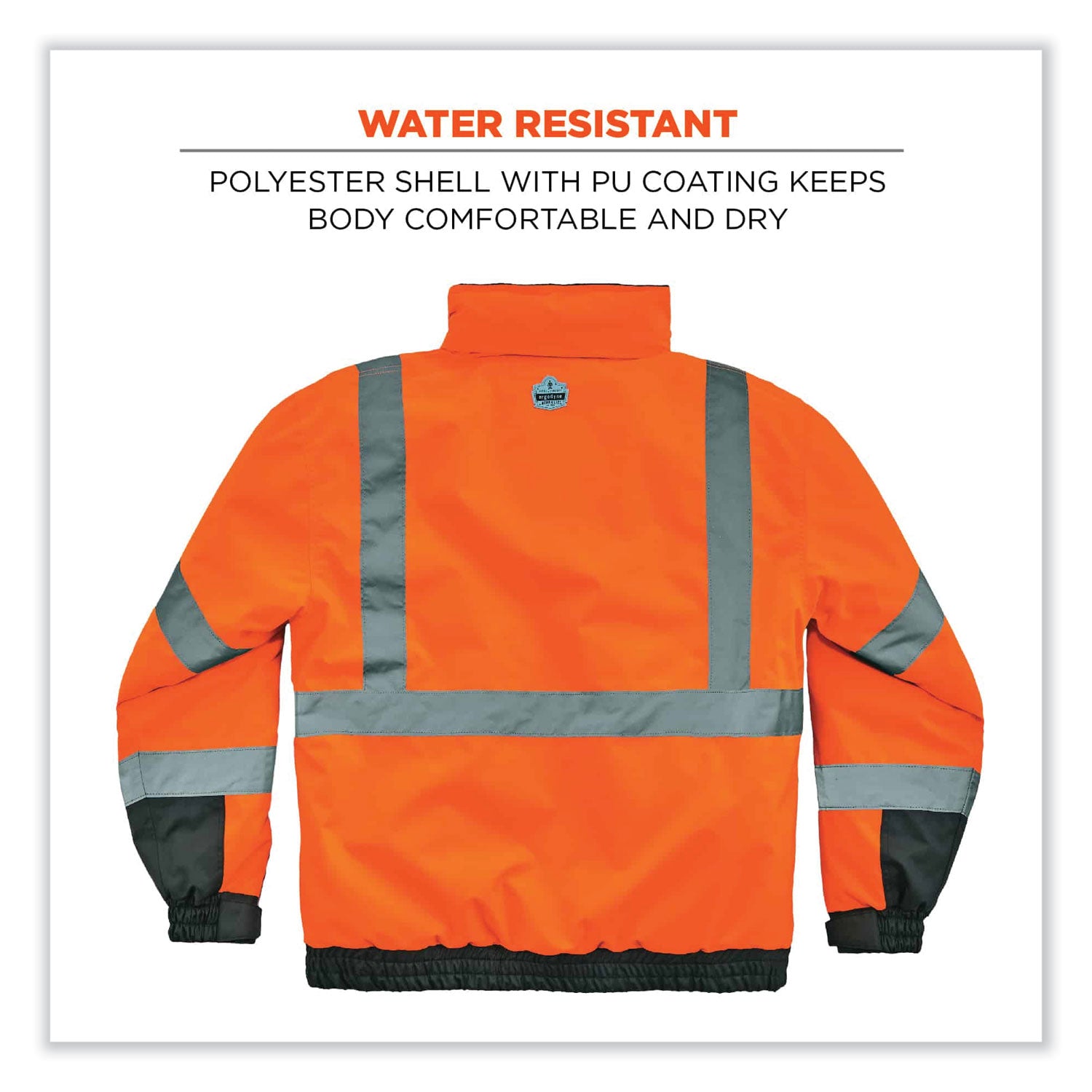 GloWear 8377 Class 3 Hi-Vis Quilted Bomber Jacket, Orange, X-Large, Ships in 1-3 Business Days