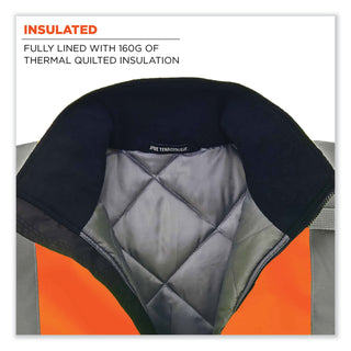 GloWear 8377 Class 3 Hi-Vis Quilted Bomber Jacket, Orange, 2X-Large, Ships in 1-3 Business Days