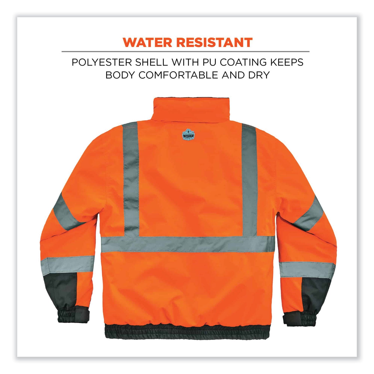GloWear 8377 Class 3 Hi-Vis Quilted Bomber Jacket, Orange, 3X-Large, Ships in 1-3 Business Days