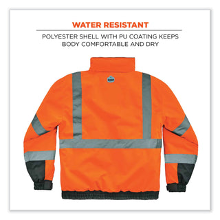 GloWear 8377 Class 3 Hi-Vis Quilted Bomber Jacket, Orange, 3X-Large, Ships in 1-3 Business Days