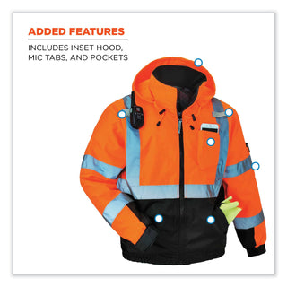 GloWear 8377 Class 3 Hi-Vis Quilted Bomber Jacket, Orange, 3X-Large, Ships in 1-3 Business Days