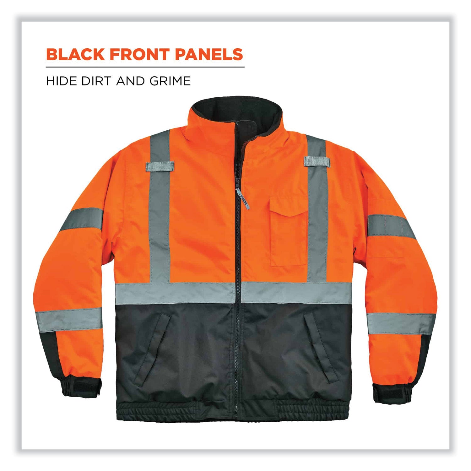 GloWear 8377 Class 3 Hi-Vis Quilted Bomber Jacket, Orange, 3X-Large, Ships in 1-3 Business Days
