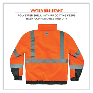 GloWear 8377 Class 3 Hi-Vis Quilted Bomber Jacket, Orange, 4X-Large, Ships in 1-3 Business Days
