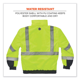 GloWear 8377 Class 3 Hi-Vis Quilted Bomber Jacket, Lime, Small, Ships in 1-3 Business Days