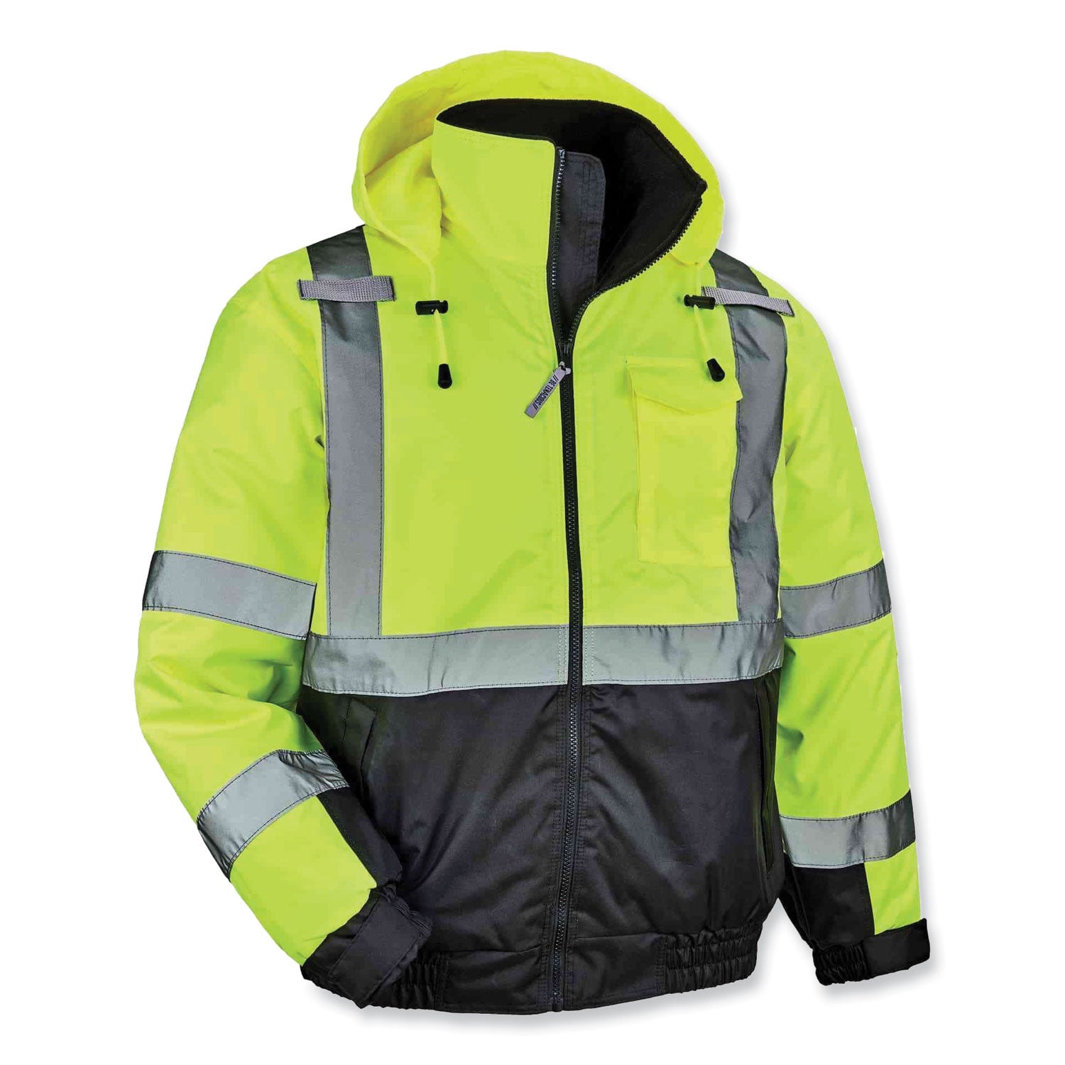 GloWear 8377 Class 3 Hi-Vis Quilted Bomber Jacket, Lime, Medium, Ships in 1-3 Business Days