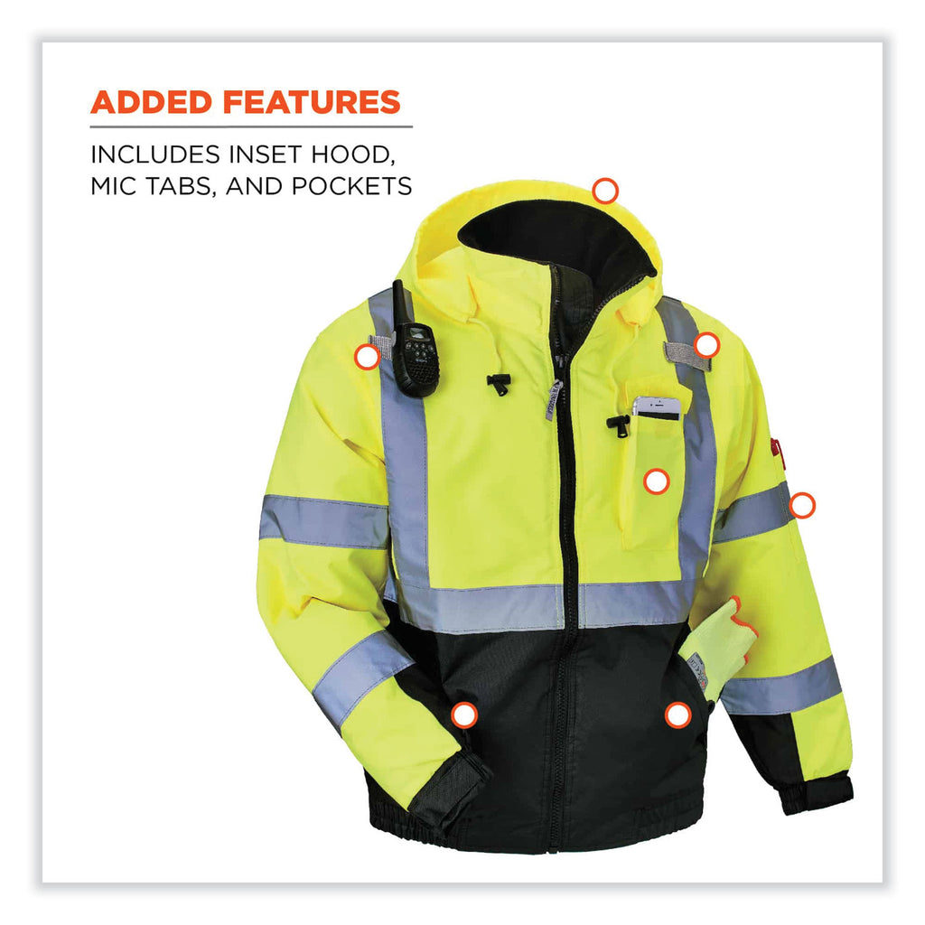 glowear-8377-class-3-hi-vis-quilted-bomber-jacket-lime-2x-large-ships-in-1-3-business-days_ego25626 - 5