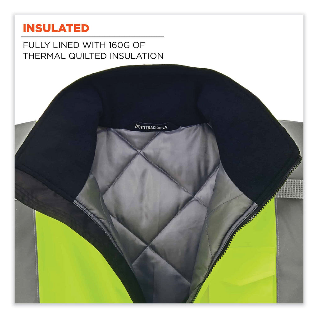 GloWear 8377 Class 3 Hi-Vis Quilted Bomber Jacket, Lime, 5X-Large, Ships in 1-3 Business Days