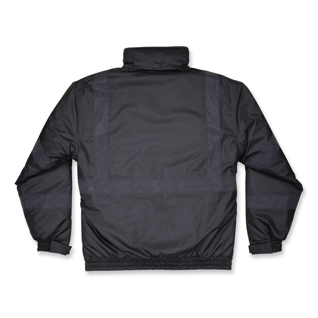 GloWear 8377EV Non-Certified Hi-Vis Quilted Bomber Jacket, Black, Small, Ships in 1-3 Business Days