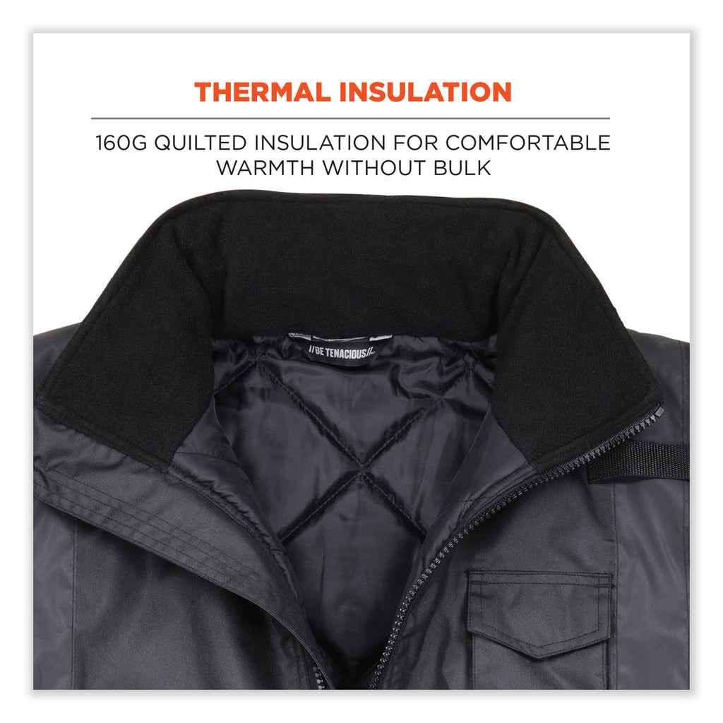 GloWear 8377EV Non-Certified Hi-Vis Quilted Bomber Jacket, Black, Small, Ships in 1-3 Business Days