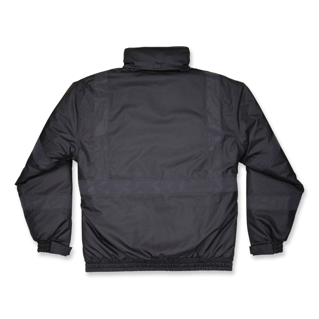 GloWear 8377EV Non-Certified Hi-Vis Quilted Bomber Jacket, Black, Large, Ships in 1-3 Business Days
