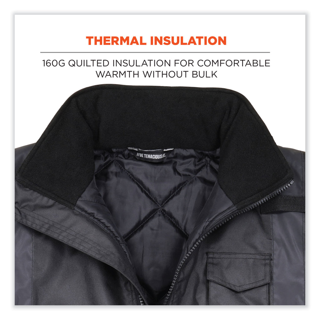 GloWear 8377EV Non-Certified Hi-Vis Quilted Bomber Jacket, Black, Large, Ships in 1-3 Business Days