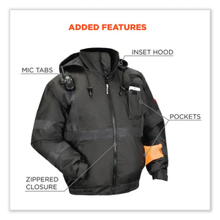 GloWear 8377EV Non-Certified Hi-Vis Quilted Bomber Jacket, Black, 2X-Large, Ships in 1-3 Business Days