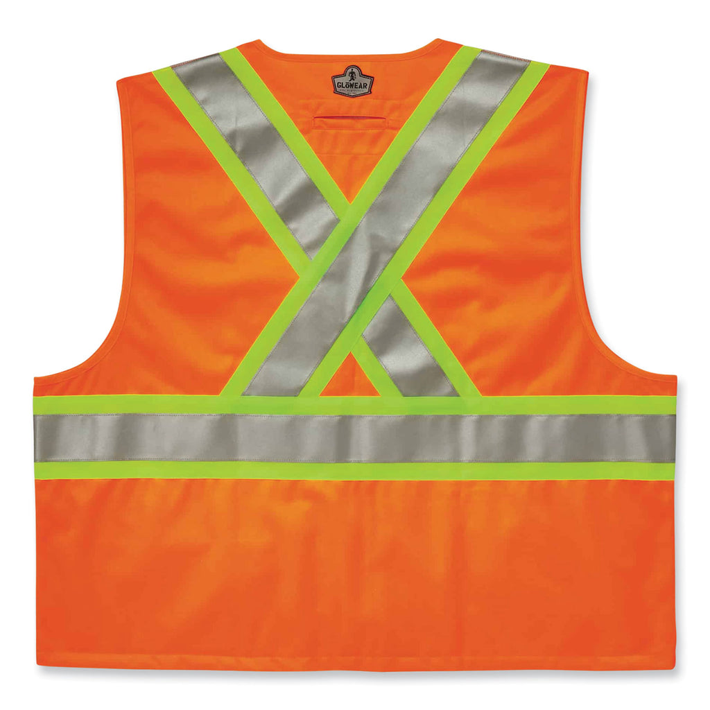 glowear-8235zx-class-2-two-tone-x-back-vest-polyester-small-medium-orange-ships-in-1-3-business-days_ego26183 - 2