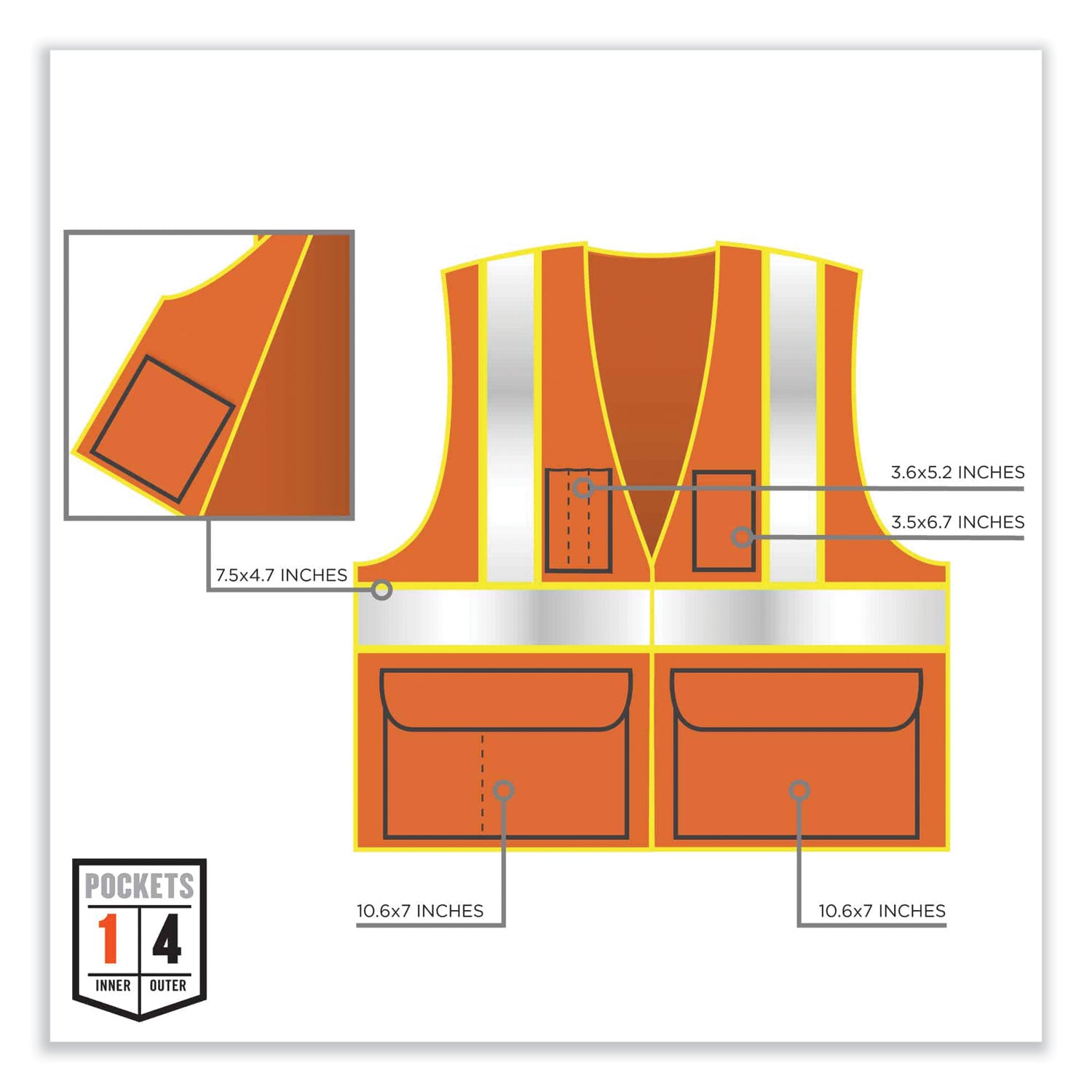 GloWear 8235ZX Class 2 Two-Tone X-Back Vest, Polyester, Small/Medium, Orange, Ships in 1-3 Business Days