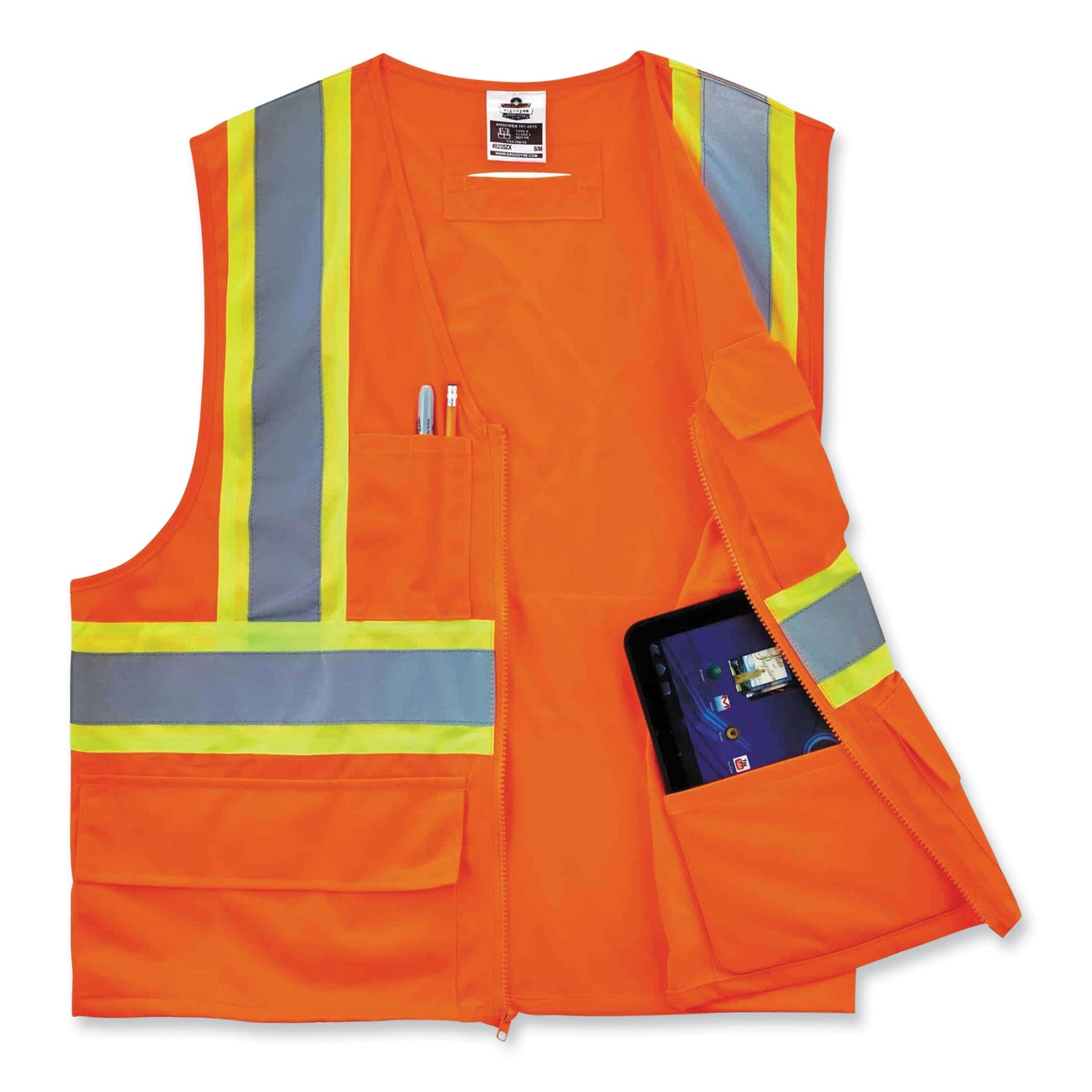GloWear 8235ZX Class 2 Two-Tone X-Back Vest, Polyester, 2X-Large/3X-Large, Orange, Ships in 1-3 Business Days